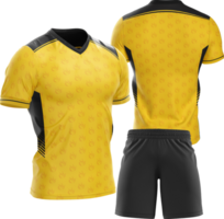 yellow soccer jersey and shorts on transparent background png