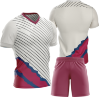 un fútbol uniforme con un blanco y rosado jersey y pantalones cortos png