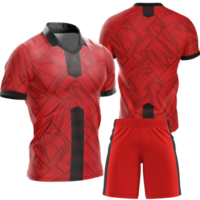 red soccer jersey and shorts on transparent background png