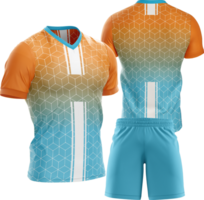 uma futebol uniforme com laranja e azul listras png