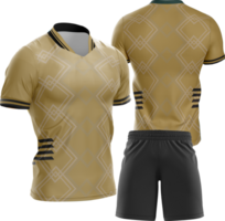 a soccer uniform with a gold and black design png