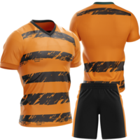 an orange soccer jersey and shorts on a transparent background png