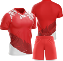 red soccer jersey and shorts on transparent background png