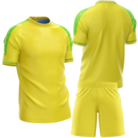 yellow soccer jersey and shorts on transparent background png