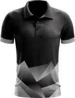 un negro y blanco polo camisa con un geométrico modelo png