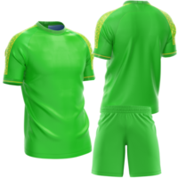 green soccer jersey and shorts on transparent background png