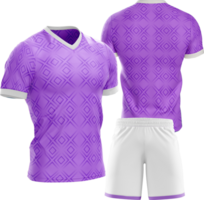 a purple soccer uniform with white shorts and socks png