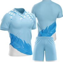 une football uniforme avec bleu et blanc plumes png