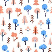 Seamless pattern with doodle trees. vector