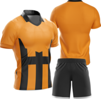 an orange soccer jersey and shorts on a transparent background png