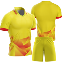 yellow soccer jersey and shorts on transparent background png