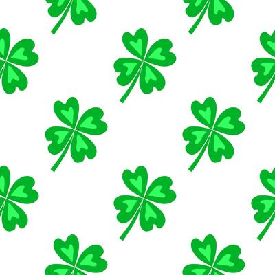 Seamless pattern with lucky four leaf clovers.