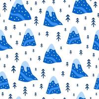 Seamless pattern with mountains and fir trees. vector