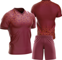 a soccer uniform with a maroon and orange pattern png