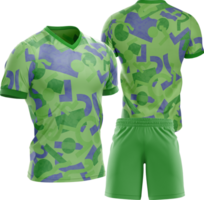 a green soccer uniform with purple and green camouflage png