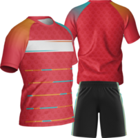 a soccer uniform with a red and green design png