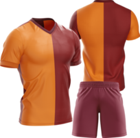 a soccer uniform with a red and orange color scheme png