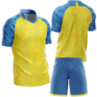 a soccer uniform with blue and yellow colors png