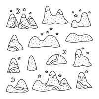 Set of doodle mountains. vector