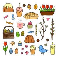 Hand drawn collection of easter items. vector