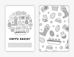 Card templates with doodle Easter icons. vector