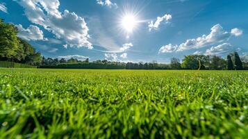 Bright Sun Shines Over Green Field photo