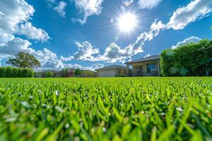 Green Lawn With House in Background photo