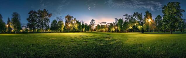 campo de hierba con árboles foto