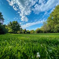 Grassy Field With Trees in Background photo