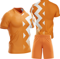 an orange soccer jersey and shorts on a transparent background png