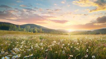 Wildflowers Field at Sunset photo