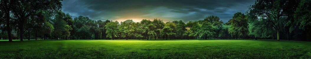 Grassy Field With Trees Painting photo