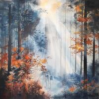 Lush Forest Landscape Painting photo