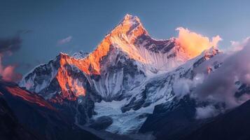 Snow-Covered Mountain Under Cloudy Sky photo