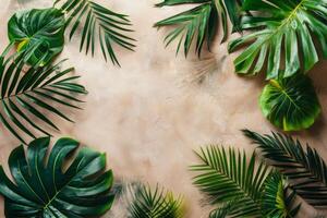 Green Leaves Scattered on Table photo