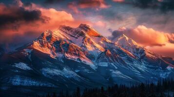 Snow-Covered Mountain Under Cloudy Sky photo