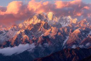 Snow-Covered Mountain Under Cloudy Sky photo