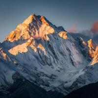 Snowy mountain under cloudy sky photo