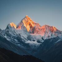 Snow Covered Mountain With Sky Background photo
