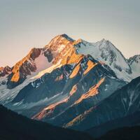 Majestic Snow-Covered Mountain Under Sky photo