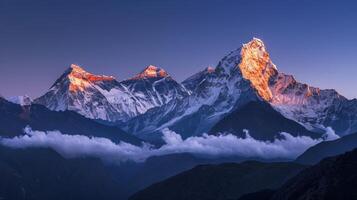 Majestic Mountain Range With Clouds photo