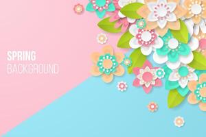 Spring Background template with beautiful colorful flowers. vector