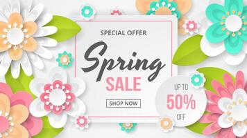 Spring Background template with beautiful colorful flowers. vector