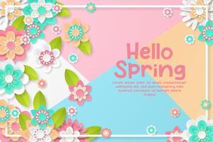 Spring Background template with beautiful colorful flowers. vector