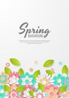 Spring Background template with beautiful colorful flowers. vector