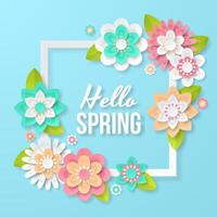 Spring Background template with beautiful colorful flowers. vector