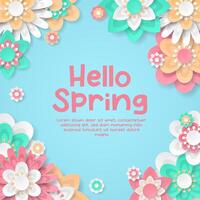 Spring Background template with beautiful colorful flowers. vector