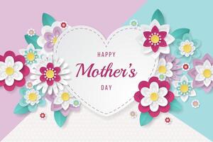 Mother's day background template with beautiful colorful flowers. vector