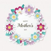 Mother's day background template with beautiful colorful flowers. vector