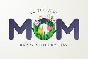 Mother's day background template with beautiful colorful flowers. vector